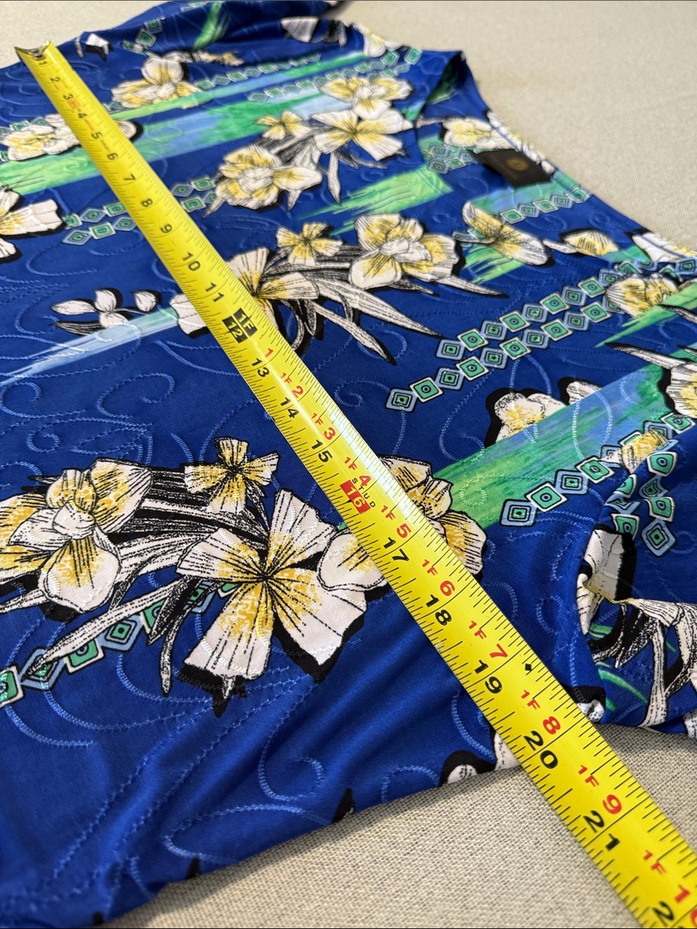 JM Collection Blue Floral 3/4 Sleeve Women’s Tunic Top PL - Picture 8 of 14